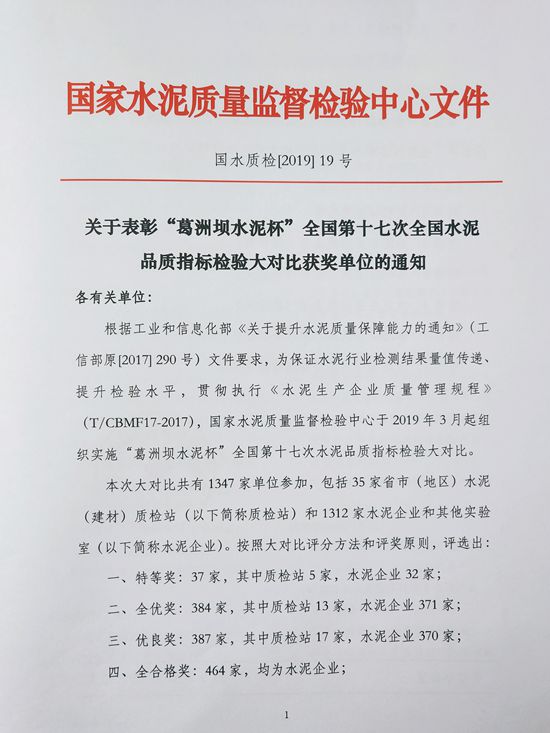 魯中水泥榮獲全國水泥品質(zhì)指標(biāo)檢驗優(yōu)良獎37