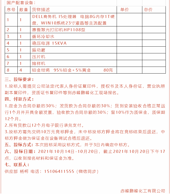 【招標(biāo)公告】鵬峰化工2t燃煤鍋爐、熒光分析儀、螢石粉招標(biāo)37